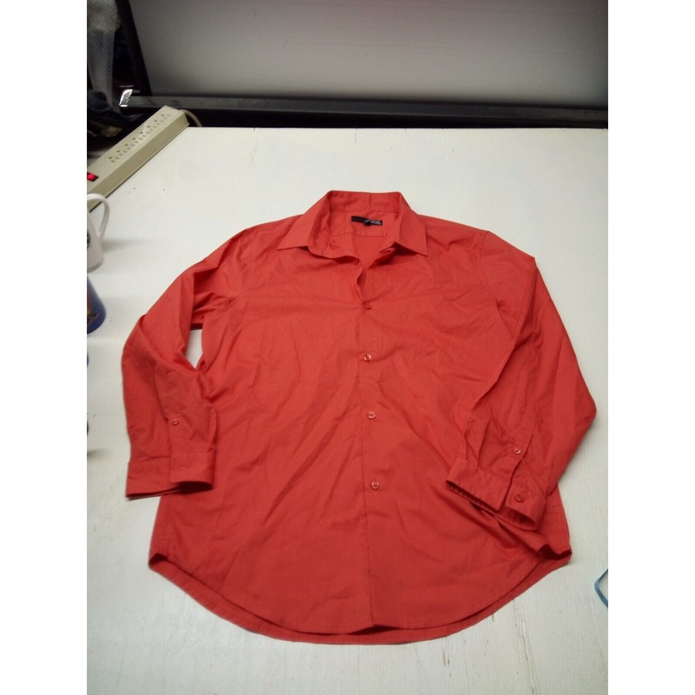 Harve Bernard Blouse Women's Size Large Coral Button Up Long Sleeve